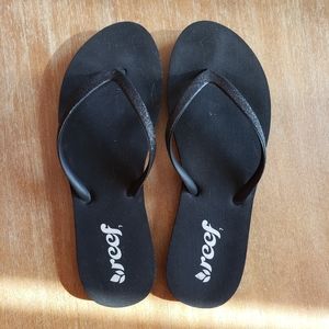Reef flip flops black sparkle
